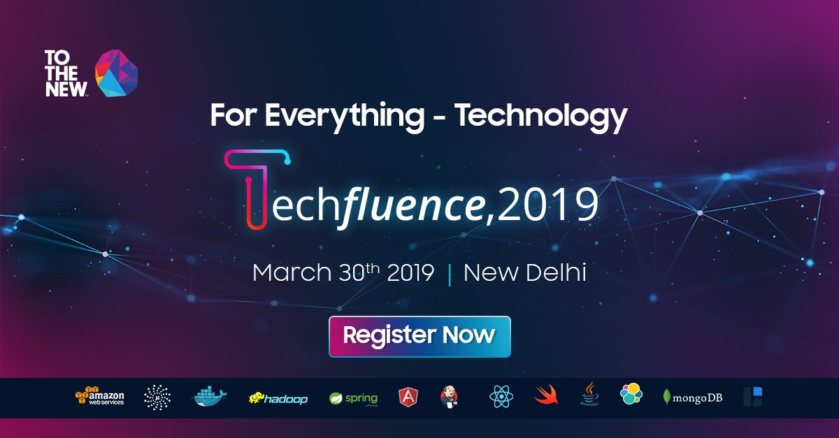 TOTHENEW's tweet image. 7 Days to go for the most Ground Breaking Techie Event #Techfluence2019 - More than 50% discount on group bookings. Contact Techfluence team to avail the offer - bit.ly/2OklLcx
#techconference #delhievents
