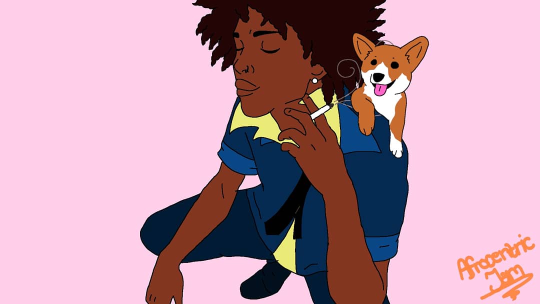 AfroCentricJam's tweet photo. 💕 💖🐶Ari Fitz looks like a real life spike to me sometimes. So I decided to do a quick drawing and I love it!🐶💖💕
"Whatever happens, happens"- Spike
#blackartist #blackart #digitalart #afrocentric #melanin #@asos_ari #arifitz #spike #cowboybebop #anime #einstein #corgi https://t.co/4N6DViZadR