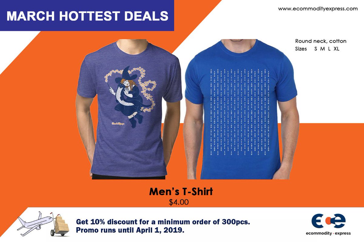 EcommodityXpres's tweet photo. #MarchHottestDeals Men’s round neck t-shirts available for bulk purchase. Get 10% discount for a minimum order of 300pcs. 

Promo runs until April 1, 2019. Hurry! Visit https://t.co/413ivufbBV to contact supplier.

 #EcommodityExpress #MensApparel #Supplier #purchase #onlinestore https://t.co/7tMyBriGkX
