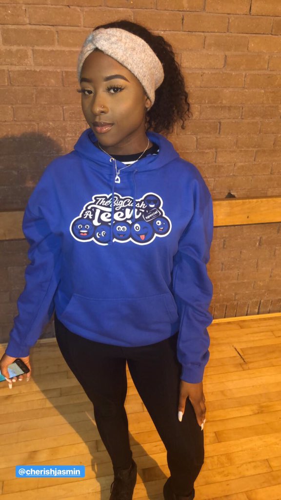 TBCTeam_'s tweet photo. #ATeenSpecial Hoodies looking so nice 👍🏿🔵
A little bit of modelling by south London’s #TeamCTK Rep Cherish 

#TheBigClash #Uniform #MerchMasters https://t.co/1nnSEn15Ip