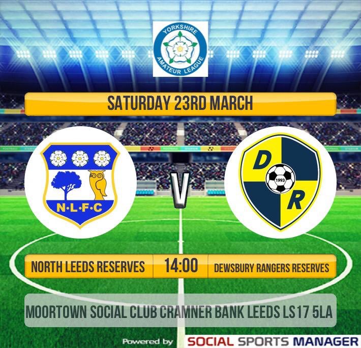 NorthLeedsFC's tweet photo. Next up...

No first team game this week so all eyes on our reserves.

⚽ North Leeds Reserves vs @DewsburyRangers Reserves 
📍 Moortown Social Club, Cranmer Bank,LS17 5LA 
🗓23/03/2019 - 2pm  

💙💛 https://t.co/RJSUNmQcNI
