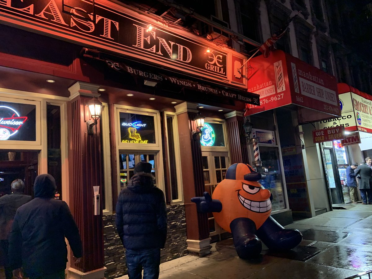 Never fun when the season ends. Congrats <a href="/BaylorMBB/">Baylor Men’s Basketball</a>. 

Big thank you to our amazing <a href="/SUAlums/">Syracuse University Alumni🍊</a> great hanging w you <a href="/eastendbar/">East End Bar & Grill</a> in NYC. #ForeverOrange 🏀🍊