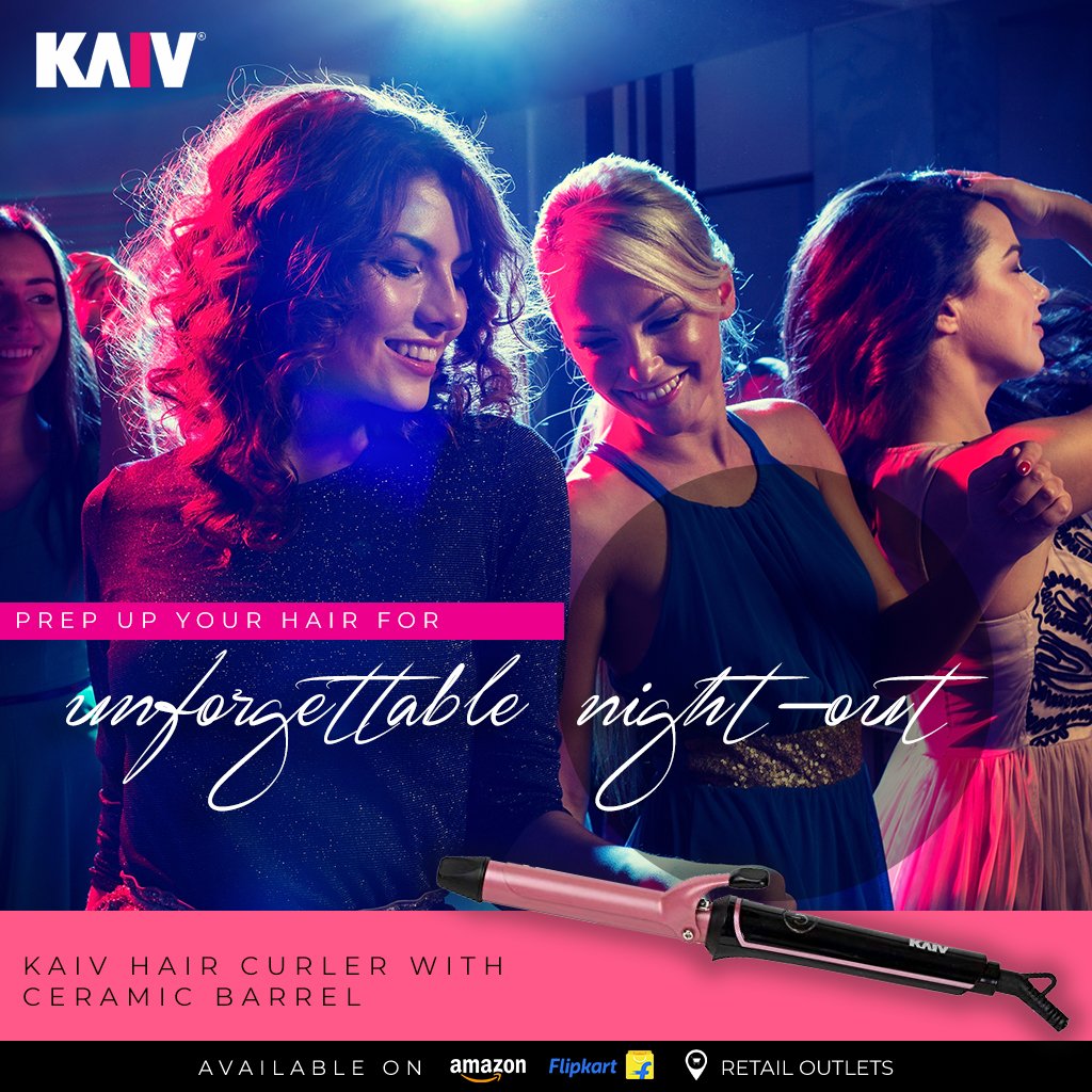 kaivindia's tweet photo. Girls night are always full of fun and laughter. Style your hair in soft curls, tight curls or wavy curls with KAIV's Hair Curler and lose yourself to dance. Buy this from #Flipkart and stores near you. Buy now at #Amazon - https://t.co/SDnFexV7Sj

#PersonalGrooming #Curler https://t.co/ANL4WJIyce