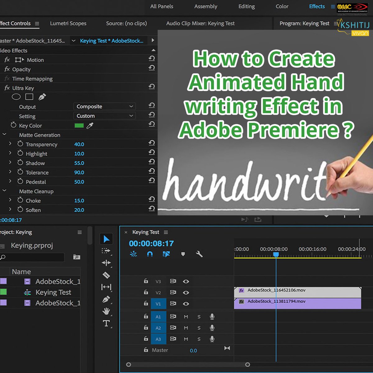 MaacAhmedabad's tweet photo. How to Create Animated Handwriting Effect in Adobe Premiere ??
https://t.co/U11o5e8fx5
#AnimatedEffect #AdobePremiere #complexscenes #MaacCGRoad #MaacSateliteRoad https://t.co/PrmJHzS7NE
