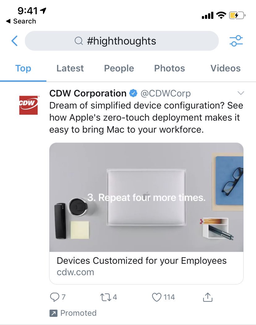 HighNerdy's tweet photo. But @CDWCorp great targeting @TwitterAdsHelp #highthoughts 😉 https://t.co/1eNpKHJAbg