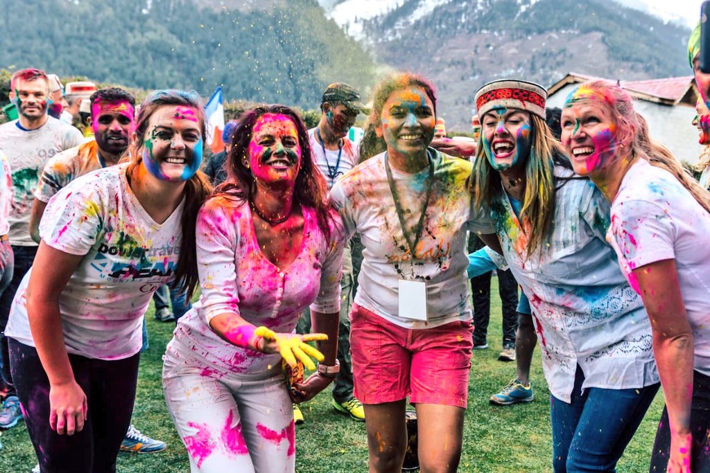 KineticHeidi's tweet photo. Holi festival in India! How lucky can one be? #expindia #himachal_pradesh #manali2shimla #incredibleindia #adventure #himalays #visitmanali #traveldiaries #Holi https://t.co/cxOpalKoao