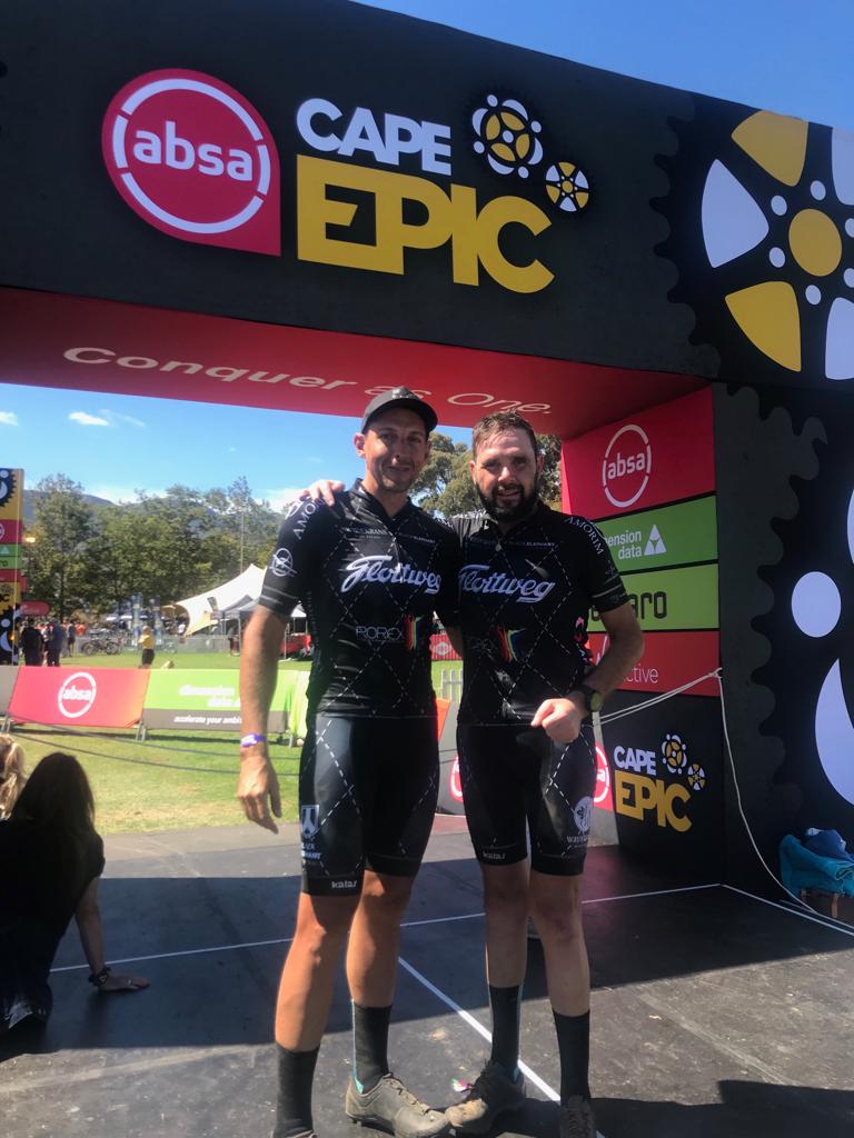 DynamicDesignSA's tweet photo. #TeamPorexSAFlottweg riders Braam Gericke &amp; Jacques Wentzel completed stage 4 of the @Absa @CapeEpic in position 391 overall and in position 126 in the masters category.   #CapeEpic #Untamed #PorexSA #Flottweg #MTB #FamilySupport @Flottweg @PorexRxSA https://t.co/MqNXdnGKV8