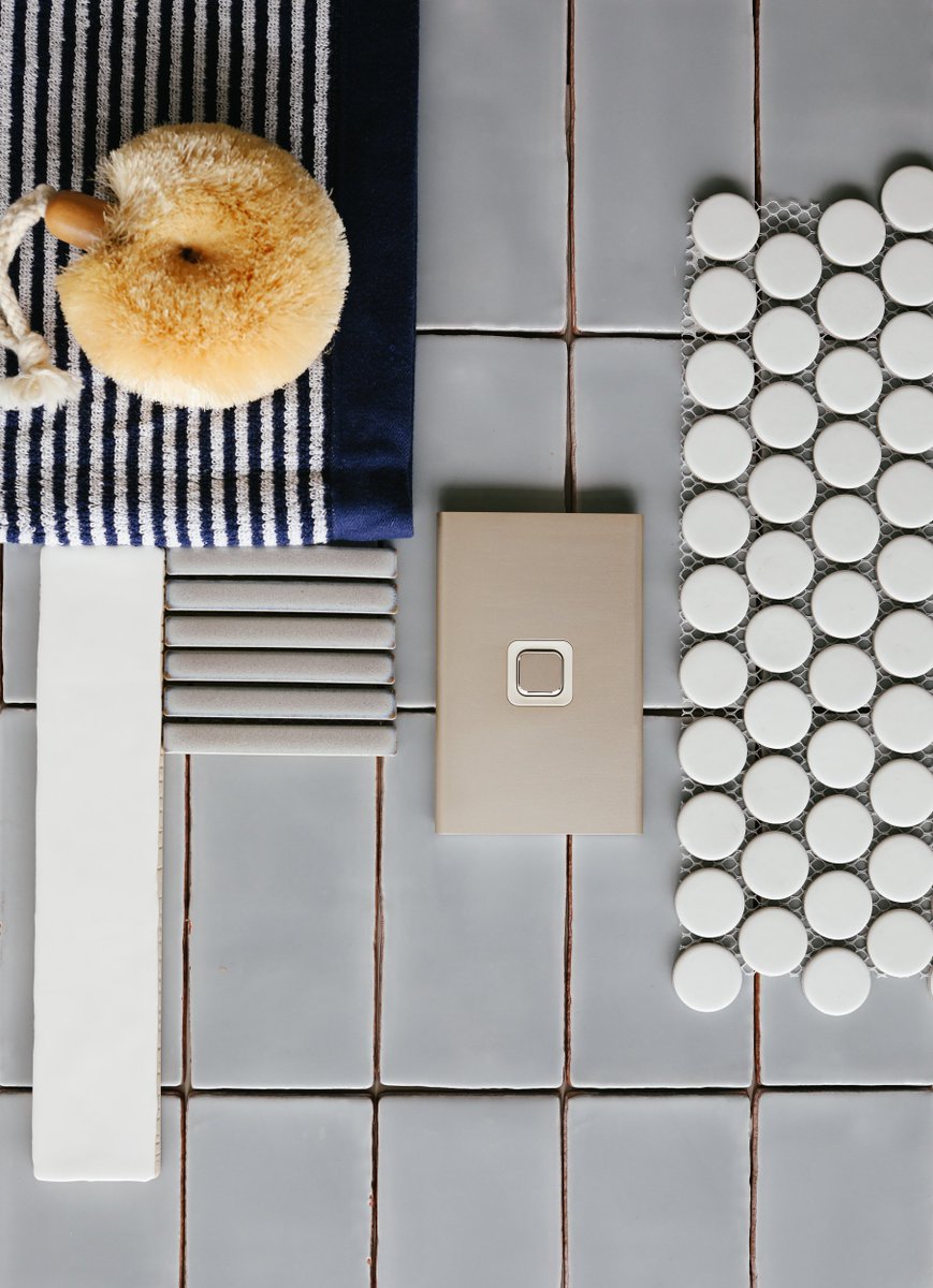 StyleCuratorAU's tweet photo. Flatlay Friday ~ A little bathroom inspo featuring some of my favourite muted blue tones and the latest ‘Crowne’ colour skin from @ClipsalAU 😍
#MasterYourCastle #clipsal #collab https://t.co/xuua11aDno
