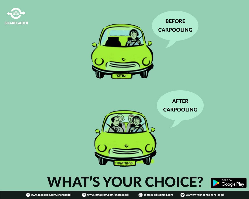 share_gaddi's tweet photo. Carpooling is the only method to reduce unwanted #traffic on roads. Adapt #Carpooling and BE THE #CHANGE. Get your app in one click: https://t.co/kU2y599vdE &amp; start carpooling.
#ShareRides #RideSharing #IndianCarpoolApp #CarpoolApp #LocalCarpool https://t.co/vYMkLkB8ys