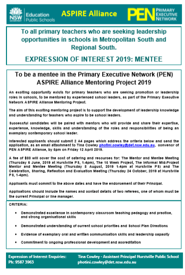 Primary Exec Network (@penconference) on Twitter photo Are you an experienced school leader or an aspiring school leader? Have a look at our EOI's for Mentors & Mentees in our exciting @PEN_UltimoOD ASPIRE Alliance Mentoring Project 19. EOI's due 12.4.19 at 5pm. <a href="/photini_c/">Tina Cowley</a> . <a href="/AndrewFielding8/">Andrew Fielding</a> <a href="/marksteed6/">Mark Steed</a> <a href="/carla_d_a/">Carla De Angelis</a> <a href="/CourtneyJKnight/">Courtney Knight</a> Are you an experienced school leader or an aspiring school leader? Have a look at our EOI's for Mentors & Mentees in our exciting @PEN_UltimoOD ASPIRE Alliance Mentoring Project 19. EOI's due 12.4.19 at 5pm. <a href="/photini_c/">Tina Cowley</a> . <a href="/AndrewFielding8/">Andrew Fielding</a> <a href="/marksteed6/">Mark Steed</a> <a href="/carla_d_a/">Carla De Angelis</a> <a href="/CourtneyJKnight/">Courtney Knight</a>