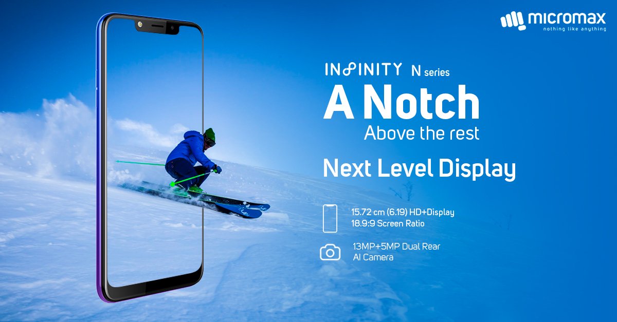 Micromax__India's tweet photo. Get a true immersive screen with the best picture production with the HD+ Notch display of the #InfinityNSeries.
Buy Now - https://t.co/5ooSsuRZ40 https://t.co/GeCzou5bvS