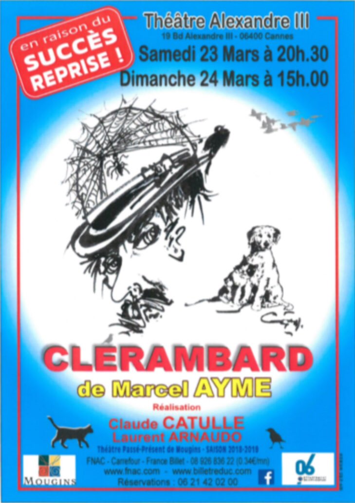 AssoRVPB's tweet photo. 🎭#Cannes : Les 23 &amp; 24/03 le #Theatre #PassePresent vous propose une reprise de sa pièce #Clerambard au Théâtre Alexandre III https://t.co/MXspr7aPIo