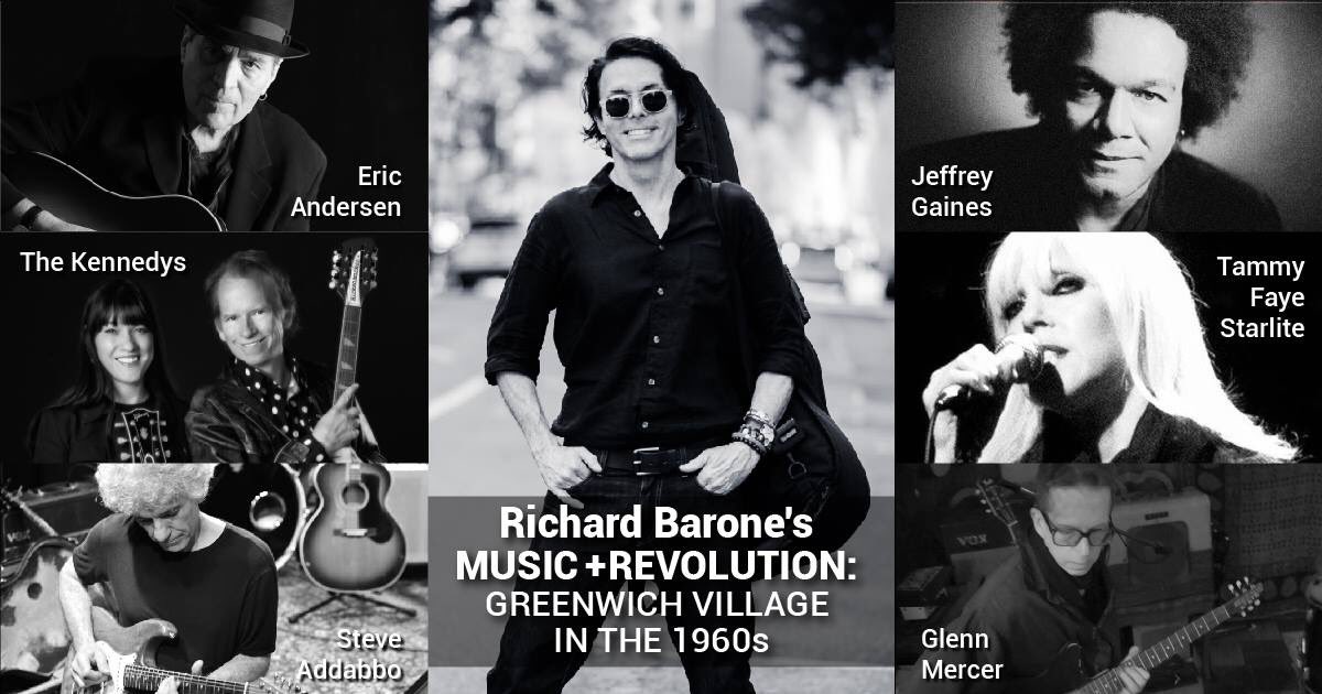 RichardBarone's tweet photo. Next Friday: This will be a legendary night. MUSIC+REVOLUTION with #EricAndersen #JeffreyGaines #TammyFayeStarlite #TheKennedys #GlennMercer of #TheFeelies #SteveAddabbo and me. At @TheOutpostBurbs in #MontclairNJ. Tickets are on sale now: https://t.co/yeFx1QpWRx https://t.co/uKts0NblsQ