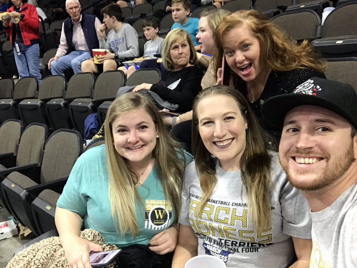 Tristtt's tweet photo. Drove up from Miami to be here to cheer on my Terriers with @MiamiWhiteBoy &amp; @jessiecart1!!! #WoffordTerriers #ProudAlum #marchmadness https://t.co/Z0WI3boB63