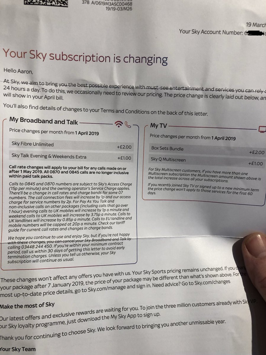 aaronwebb80's tweet photo. @SkyUK 
Thieving, robbing bastards. 

I only signed up in December, and you're asking for an increase?? 

#HelloVirgin @virginmedia https://t.co/Dvcp8zQN8j