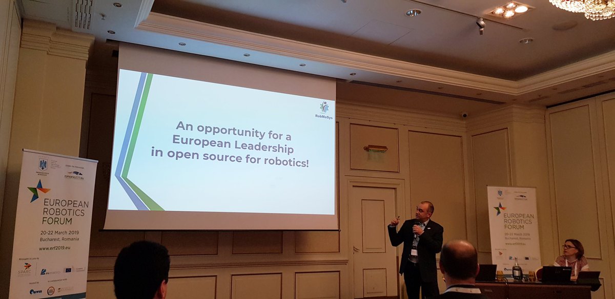 👍 @gblondelle, VP of #Ecosystem #Development @EclipseFdn, presenting at #erf2019:

- Be #BusinessFriendly.
- #Transparency. #Openness. #Meritocracy. 
- Several ways of doing #OpenSource.
- An #Opportunity for a #European #Leadership in #OSS for #Robotics.

#open #robot #software