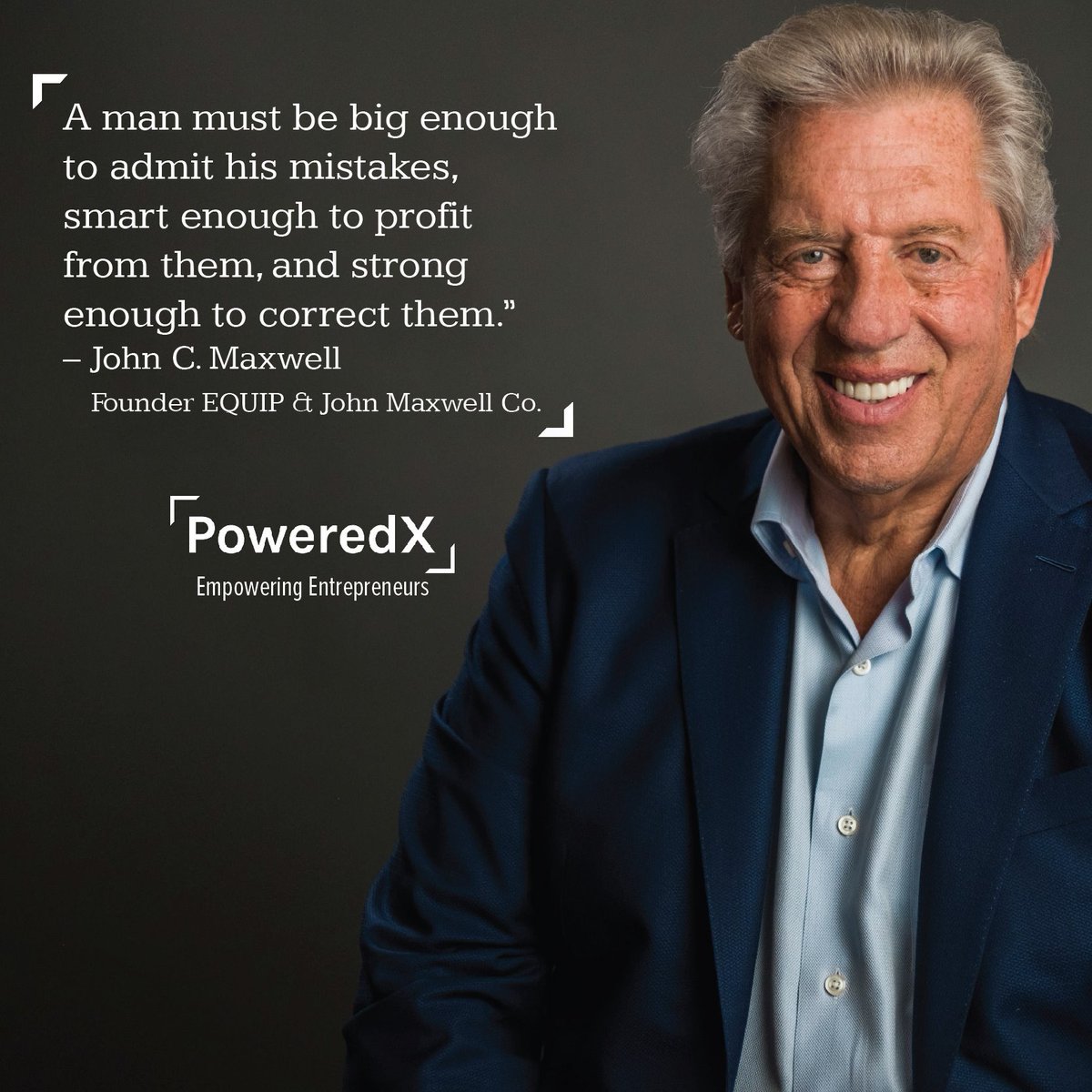 PoweredX_'s tweet photo. A core characteristic of a leader is the ability to learn from your mistakes &amp; (having) the humility to be accountable. It’s not easy to admit you’re wrong, but it takes even more to fix your mistakes.
#johnmaxwell #PoweredX #leadershipmindset #leadbyexample #entrepreneur https://t.co/DyQGRrkOMV