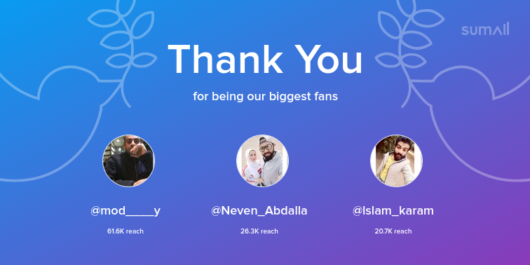 Nour_AliPhoto's tweet photo. Our biggest fans this week: @mod____y, @Neven_Abdalla, @lslam_karam. Thank you! via https://t.co/NtlTzOdsd7 https://t.co/2jMsZ462Km