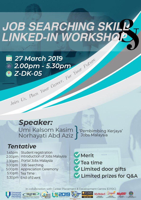 careerfair2018's tweet photo. *[JOB SEARCHING SKILL &amp; LINKED-IN]*

Good day UMPians! 🙌

If you are interested, please fill the registration link below👇 :
https://t.co/y2kfu3wHJZ

For more inquiries, please contact the PIC:
🧑🏻Kan Weng (016-3439427)

#careerfairump2019
#U2I
#D2DF2F https://t.co/DBXh7LRXPq