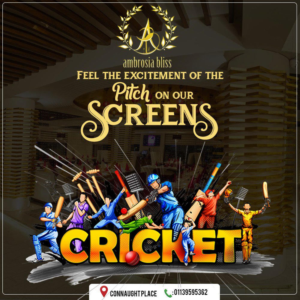 Ambrosiabliss1's tweet photo. Catch all the live action, on an even larger screen! #IPL Live Screening begins tomorrow, at your favourite #AmbrosiaBliss #ConnaughtPlace https://t.co/DOdMgVCjDm
