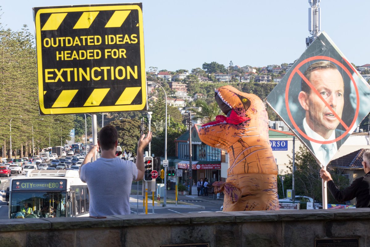 warringah19's tweet photo. Hello world!  My name's Tonysaurus Wrecks and I'm a simple, #climatechange-fearing #dinosaur living in #warringah who's fighting to elect an MP willing to listen to our electorate and represent our views in parliament.  RAWR! #warringahvotes #votetonyout #auspol #newblood https://t.co/0wP1PBvj75