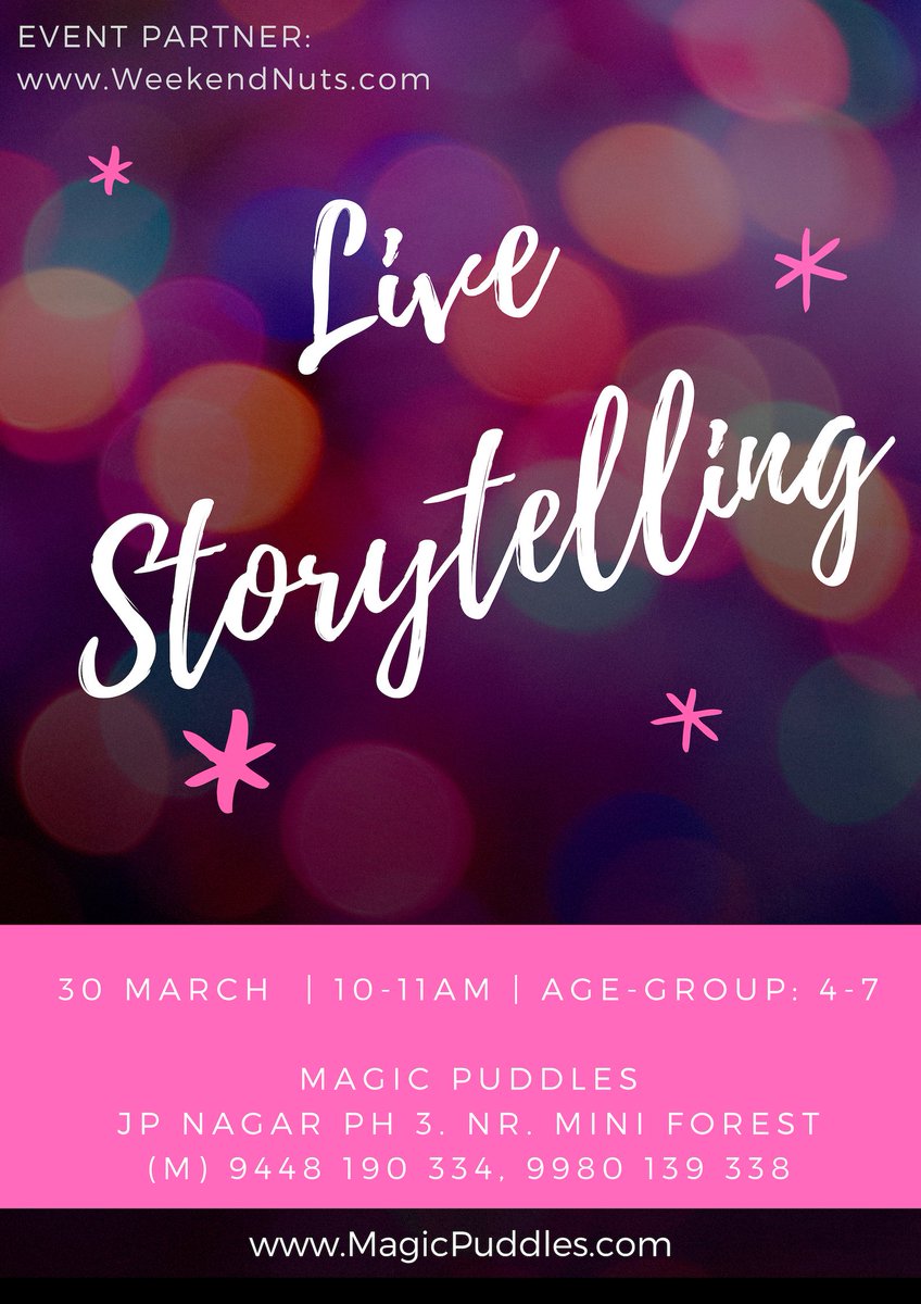 WeekendNuts's tweet image. A storytelling event that let&apos;s YOU decide the fees ☀️
wnmp.gr8.com

30 March, 10-11am Magic Puddles 
JP Nagar phase 3, Bangalore. 

Limited seats. Registration needed.