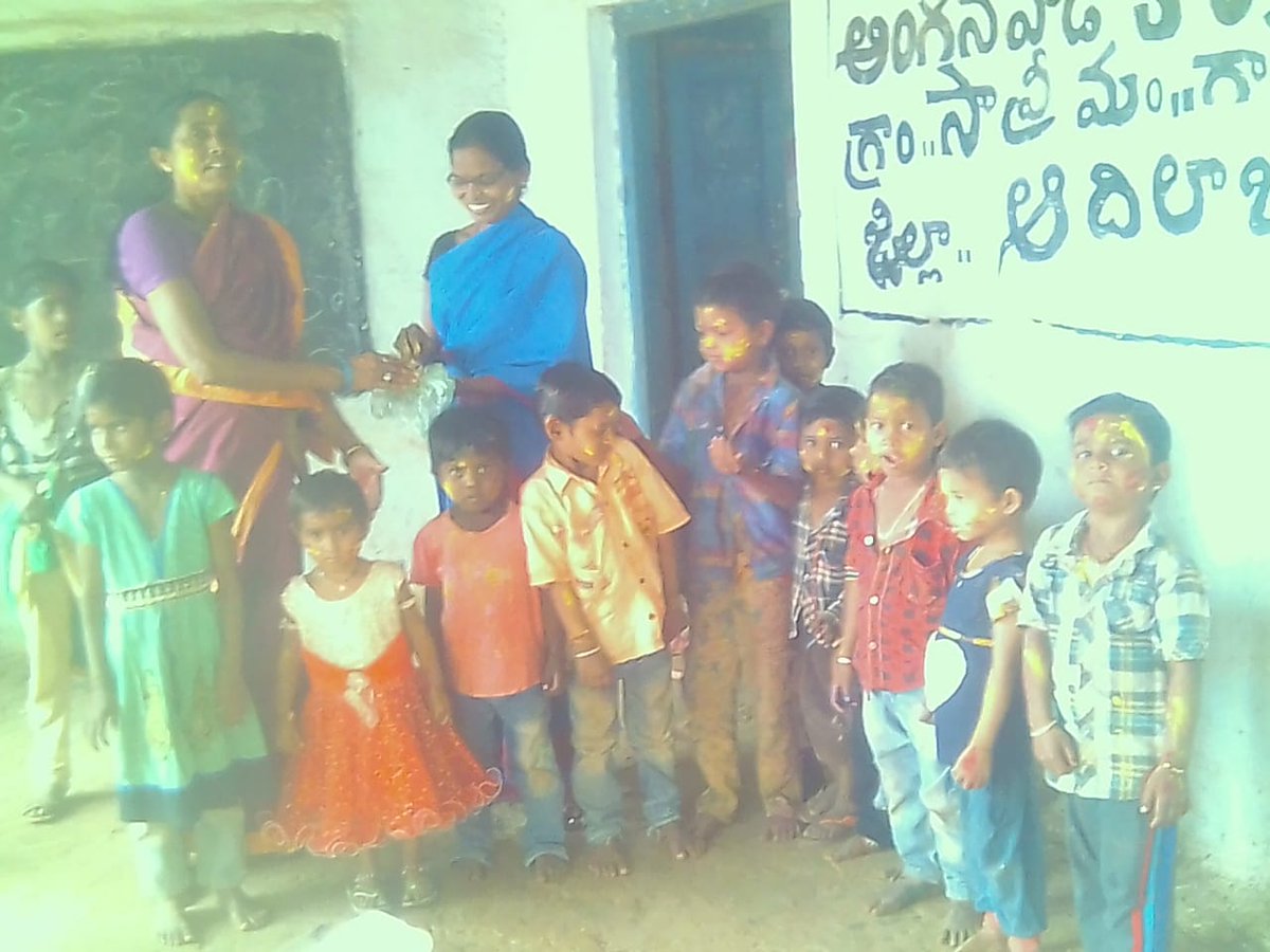WCDAdilabad's tweet photo. Children at Anganwadi centres in #Jhari Sector, #Narnoor #ICDSProject celebrating holi festival as part of #PoshanPakhwada
@MinistryWCD
@WCDTelangana
@viziendira_ias
@SPreraks
#StopMalnutritionTelangana https://t.co/L0Y1sVDyT3