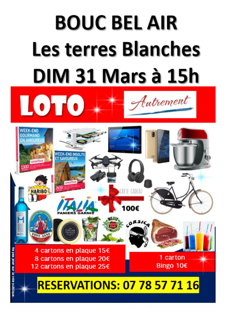 lespennes's tweet photo. LOTO Autrement à Bouc bel air. Dim 31 Mars à 15h https://t.co/pSHBwGeBHD https://t.co/FJcVC0vv5D