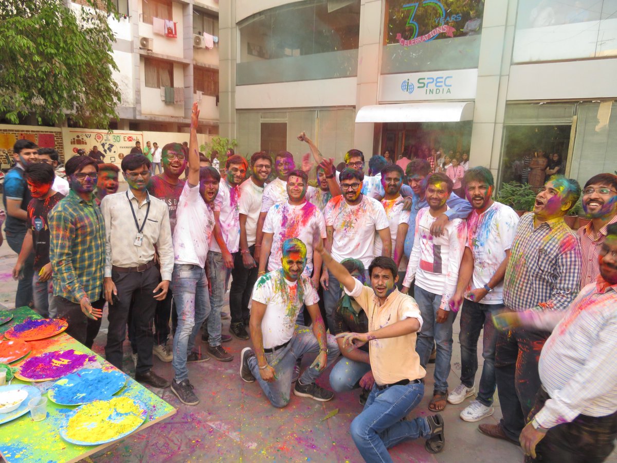 infospec_india's tweet photo. Holi is more than colorful celebration as it encourages us to spread the color of love, joy, and fun!
Like every other festival, this time also SPEC INDIA celebrated #Holi2019 with great enthusiasm, joy, and colorful spirit.
#HappyHoli2019 #LifeAtSPEC
#Holi #Holi2k19 #HappyHoli https://t.co/azSyj0bMw7