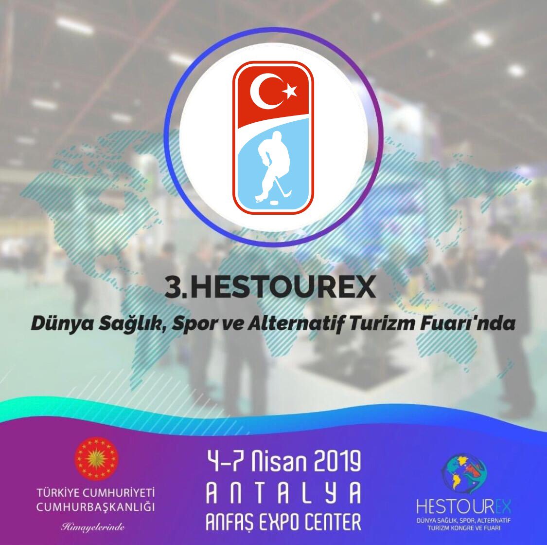 4-7 Nisan 2019 tarihlerinde Antalya’da düzenlenecek olan #Hestourex2019 ‘da Buz Hokeyi Federasyonu olarak yerimizi alıyoruz, tanıtıcı ve eğlendirici aktiviteler yapacağımız standımıza uğramayı unutmayın. 🇹🇷 🥅🏒