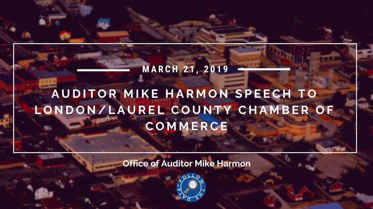KyAuditorHarmon's tweet photo. ICYMI: Watch my speech at yesterday's @londonkychamber March luncheon, where I discuss our examination of KentuckyWired, impact of local county audits at https://t.co/y9cF39VQcL #FollowTheData #GoodGovernment #TransparencyRocks https://t.co/QjSt0g545r