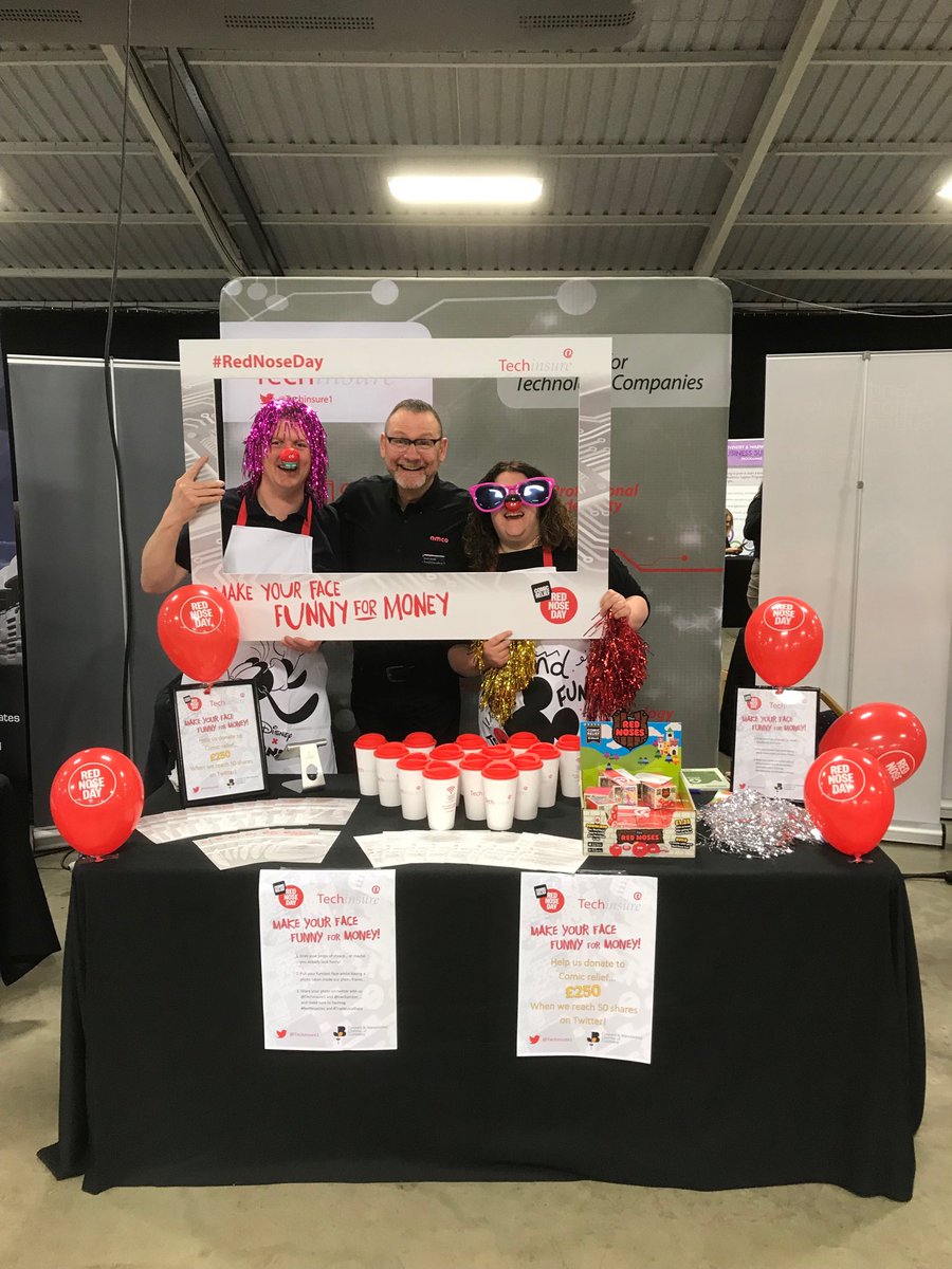 Techinsure1's tweet photo. Thanks to everyone last Friday at the #tradelocalexpo at NAEC Stoneleigh for making your face funny for money! We are pleased to announce that we reached our grand total of 50 people and have therefore donated £250 to #RedNoseDay https://t.co/Dn1GEYBs53