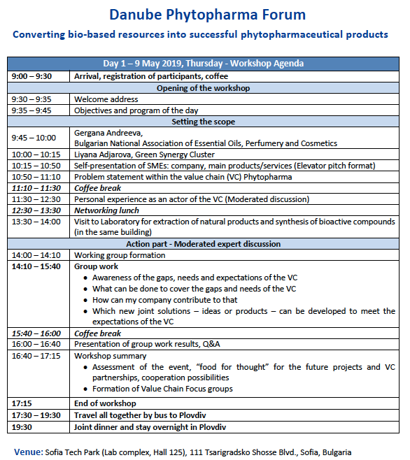 danu_bioval's tweet photo. Good news for you! The Danube #Phytopharma Forum is ready for your attendance! Join our event 9-10/5/19! Impulses on the phytopharmaceutical value chain are followed by open innovation workshops and site visits! https://t.co/XqnwAXErJ8 @ABClusters @INTERREGTweets https://t.co/w5ws0WpmLE