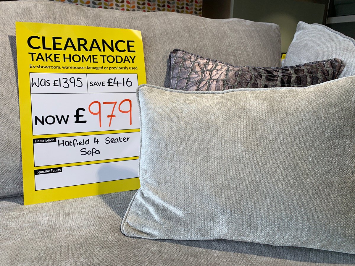 sofatime's tweet photo. We have great clearance offers in-store this weekend. Why not call in for a cuppa and find your perfect #sofa. When it's gone, it's gone! Check out your nearest store at https://t.co/54oph3ZxF5 #sofatime #cosyweekend #cuppa #lazyweekend #sofas https://t.co/dfIMJcVeCt