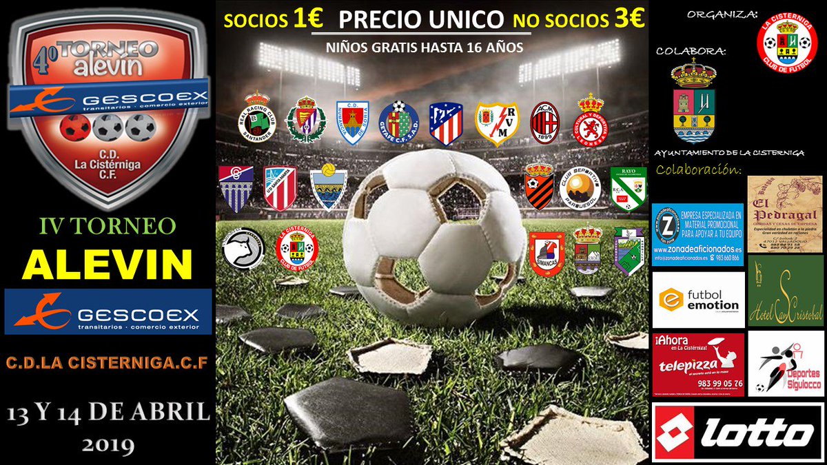 CdlaCisterniga's tweet photo. Ya tenemos todo listo para nuestra 4 Torneo Alevín Gescoex empieza la cuenta atrás para que ruede el balón y disfrutar de las mejores canteras del fútbol nacional. NO TE LO PUEDES PERDER!!!! 🔴⚫💪💪⚽ https://t.co/8yjD6TJwDv