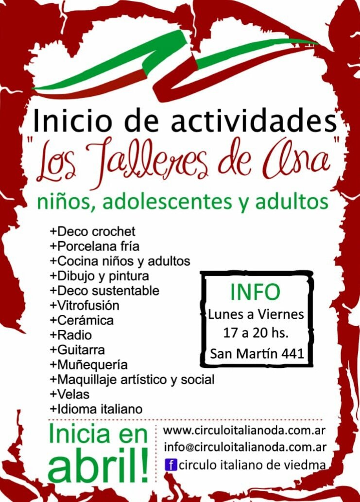 Circuloviedma's tweet photo. Seguimos #Inscribiendo #CírculoItaliano #Viedma https://t.co/pTpC9IgmpC