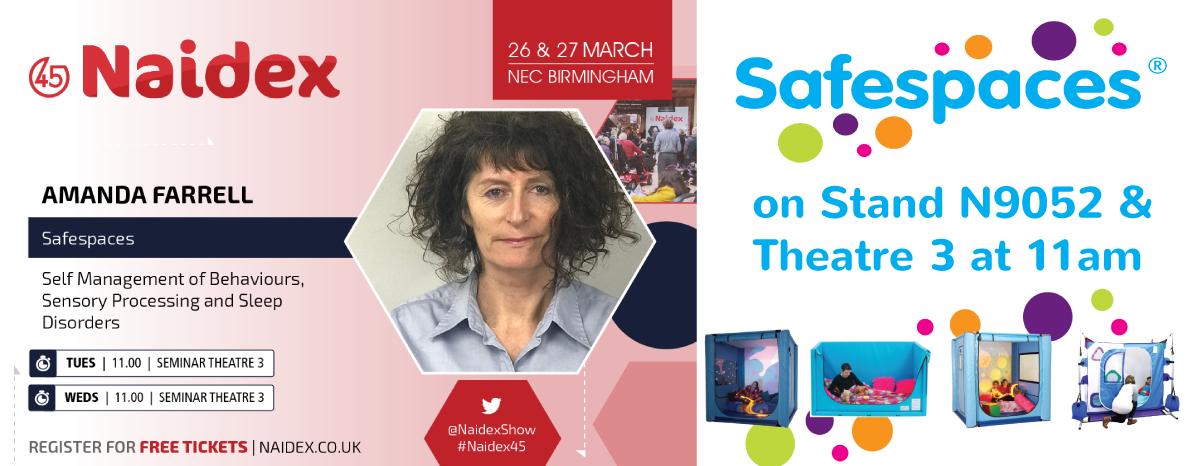 SafespacesUK's tweet photo. Amanda Farrell from Safespaces will be speaking @NaidexShow @thenec #Birmingham next Tues and Weds + we'll be on Stand N9052 throughout this key event of the #healthcare industry's calendar, talking safe rooms, hi-lo beds #autismsleep #autismhelp https://t.co/TQQT8GTi1I https://t.co/NZz47ZI1BL