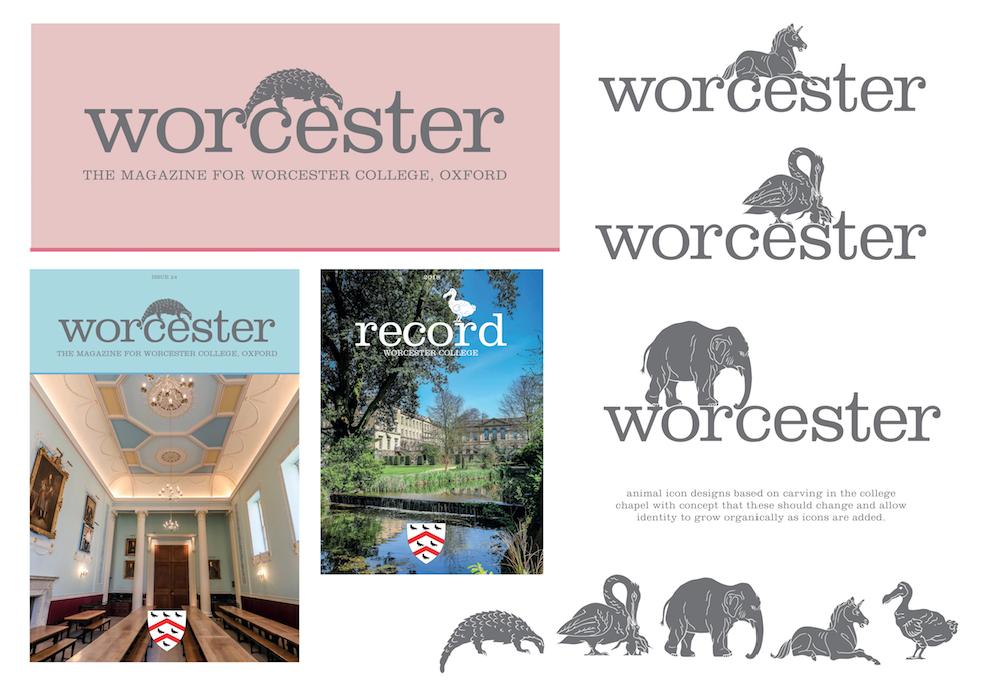 WindrushGroup's tweet image. Our design #studio are great at what they do. From posters to brochures to branding. Here's a peek at a recent branding project that we worked on for Worcester College, #Oxford. #Logos #Branding #Design #Creative