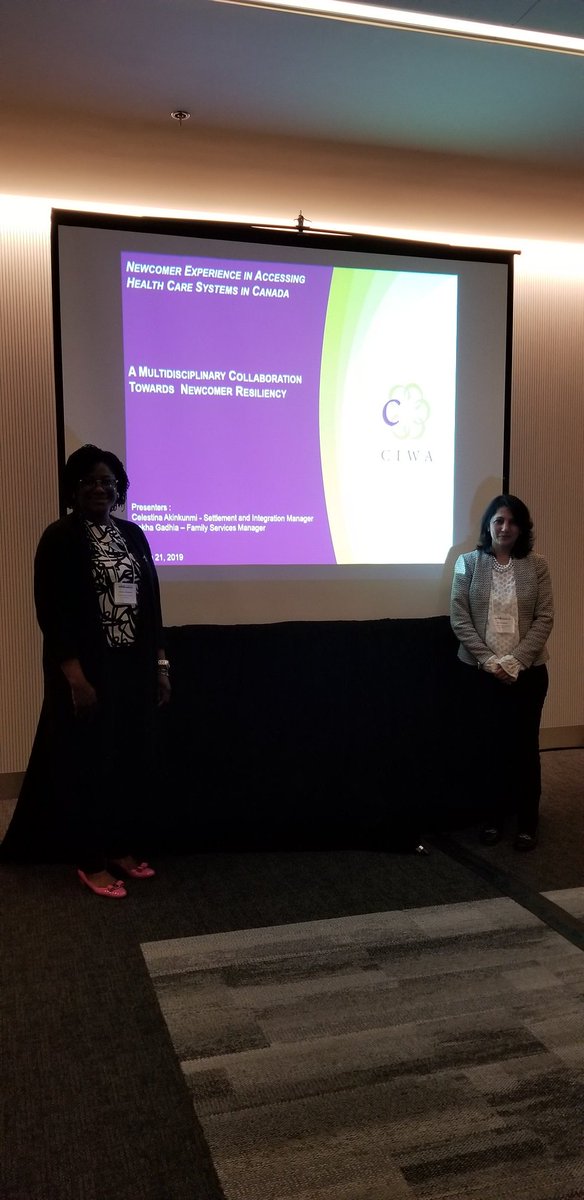 CIWA_yyc's tweet photo. Our Settlement Manager, Celestina Akinkunmi and Family Services Manager, Rekha Gadhia presented @metropolisconf on cross sectoral partnerships to tackle complex health & disability issues faced by immigrant families #MetropolisHal #DoingImmigrationDifferently #ImmigrationMatters https://t.co/MIVdVB0VML