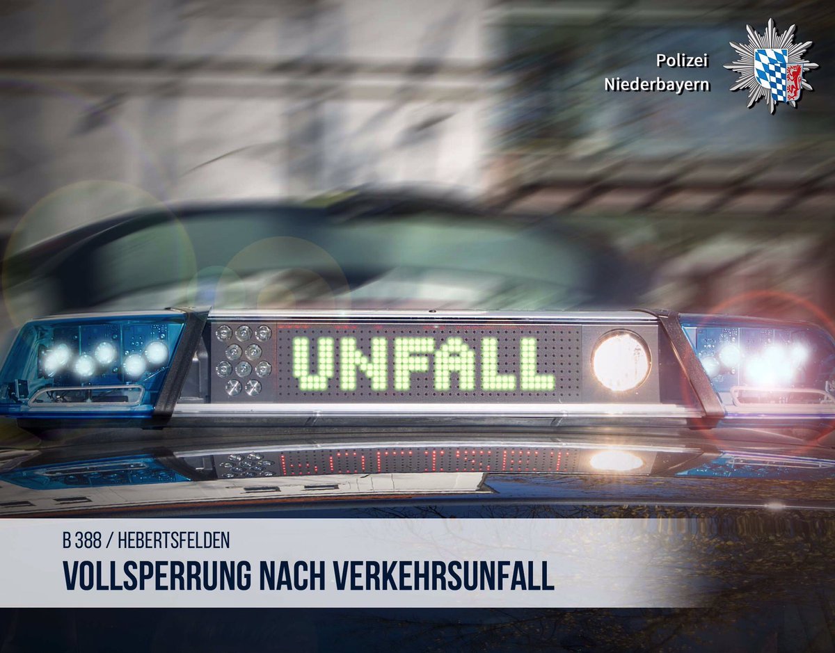 polizeiNB's tweet photo. Schwerer #Verkehrsunfall auf der #B388, Höhe #Hebertsfelden, Lkr. Rottal-Inn.
Ein Lkw und ein Pkw beteiligt. Die Fahrbahn ist komplett #gesperrt.
Vorsicht in diesem Bereich - langsam fahren!
#WirSindSicherheit https://t.co/Ifia0e8Xp7