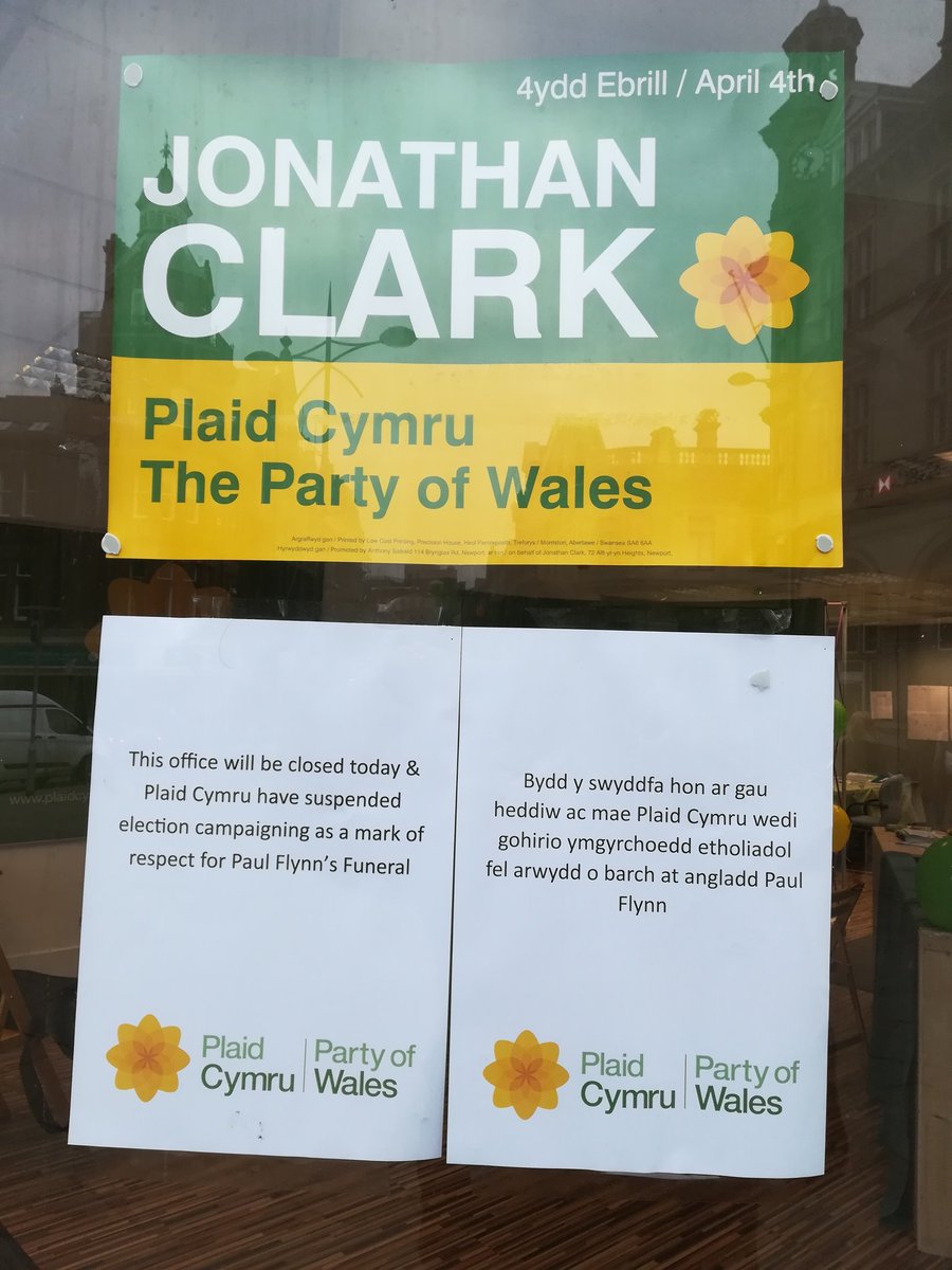 As a mark of respect to Paul Flynn, whose funeral is today, Plaid Cymru will not be campaigning in the Newport West Byelection today.

Fel arwydd o barch at Paul Flynn, nid yw Plaid Cymru yn ymgyrchu yn Is-ddeddf Gorllewin Casnewydd heddiw.