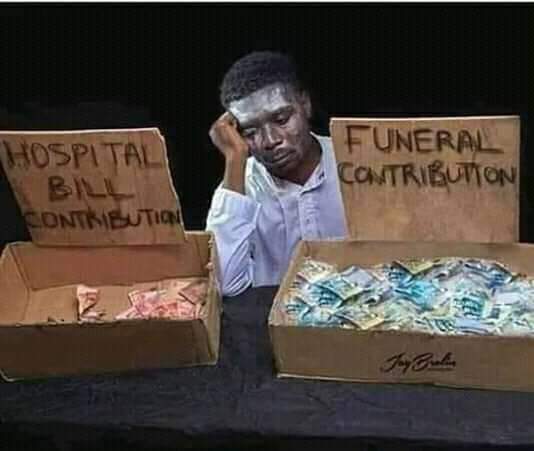 Habits of Third World Citizens. 

They do not vigorously champion investments in the healthcare system using taxes but readily praise politicians for generously contributing (using taxes) during funerals.