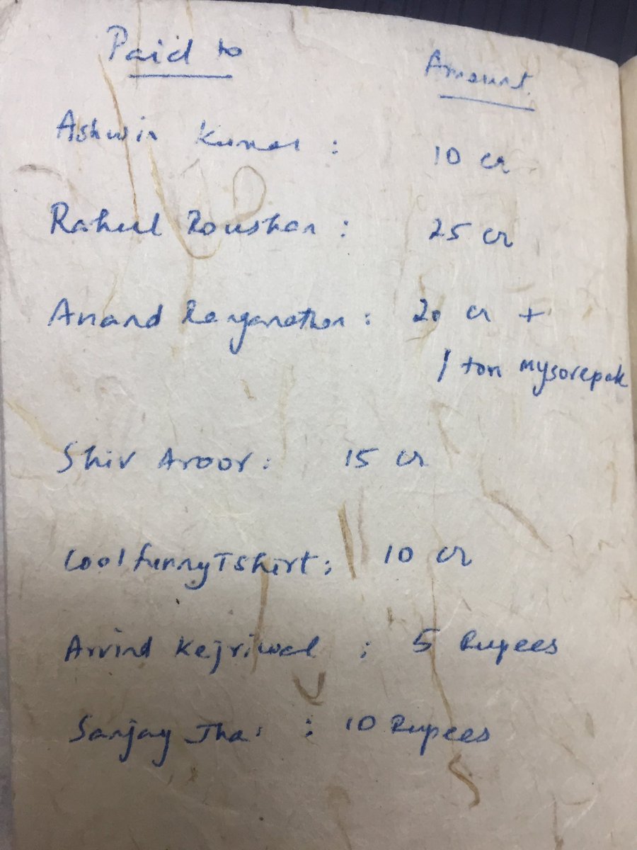 Snapshot of our diary entry detailing payments made to various folks - placed at an easy-to-find location in our office for convenience of  income tax officials who may want to raid us