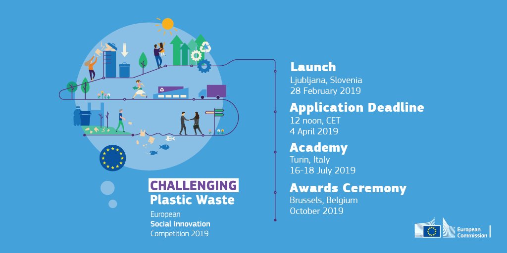 impacteuropenet's tweet image. Got an idea to solve #PlasticWaste in 2019? Join the European Social Innovation Competition and get your application in by 4 April. Find out more about the #diogochallenge on eusic.org
#socin #socent @EU_Growth