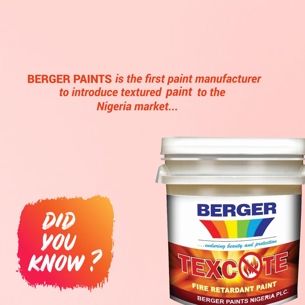 Bergerpaintsng's tweet image. With over 60 years of quality paints product.
We are still the number one stop brand for all paints and coating needs.
Need some quality paints product? 
Click the link below to get started. 
bit.ly/2Mn47UD
#Bergerpaintsnigeria 
#Texturedpaints
#Textured
#Painting