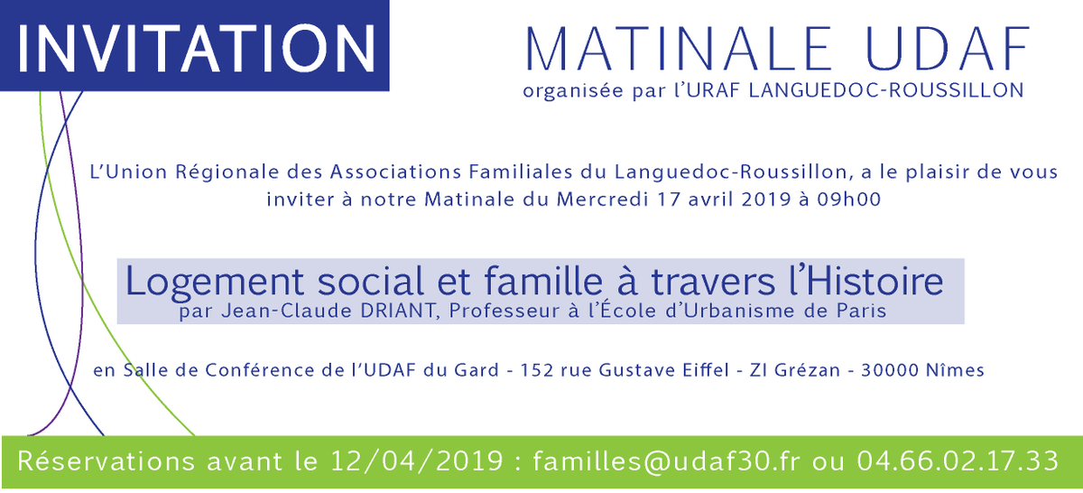 UdafDuGard's tweet photo. ➡️ Notre prochaine #Matinale est organisée par l'URAF Languedoc-Roussillon

🗣️Animée par Jean-Claude Driant, Professeur à l'École d'Urbanisme de Paris, sur le thème "#Logement social et #Famille à travers l'Histoire"

📅 Merc. 17/04 à 09h00 / Inscriptions sur familles@udaf30.fr https://t.co/4G6zq0KfoX