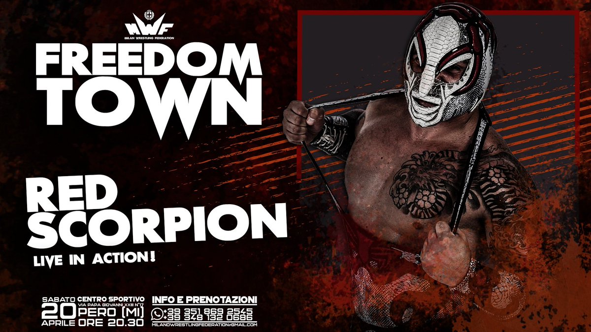 MilanoMwf's tweet photo. Il terzo wrestler che prenderà parte al nostro primo evento del 20 Aprile, #MWF "Freedom Town" , è una vera e propria bomba!! Attuale Campione della Pro Wrestling Malta e della Pro Wrestling Live Events.
Lui è lo scorpione rosso...Red Scorpion Wrestling Page!!
#milano #wrestling https://t.co/ERpW4bB2Ev
