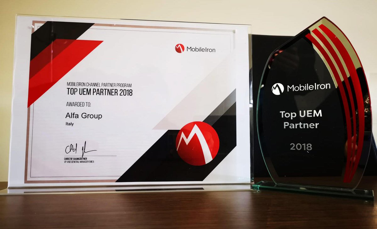 AlfaGroupIT's tweet photo. Siamo fieri di annunciarvi che Alfa Group è stata premiata TOP Unified Endpoint Management di MobileIron per il 2018! 

Scopri tutti i dettagli sulla nostra partnership con @mobileiron: https://t.co/aAblEXEmnx 

#mobilesecurity #mobile #award https://t.co/SUX02v00Pq