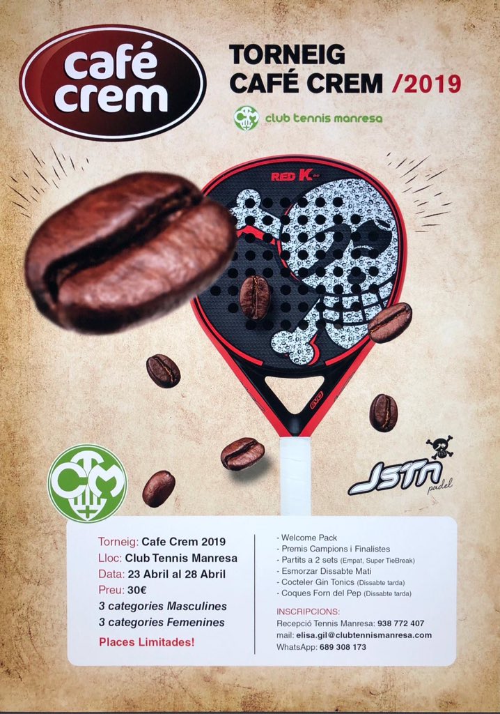 Cartel Café Crem Torneo Padel 2019