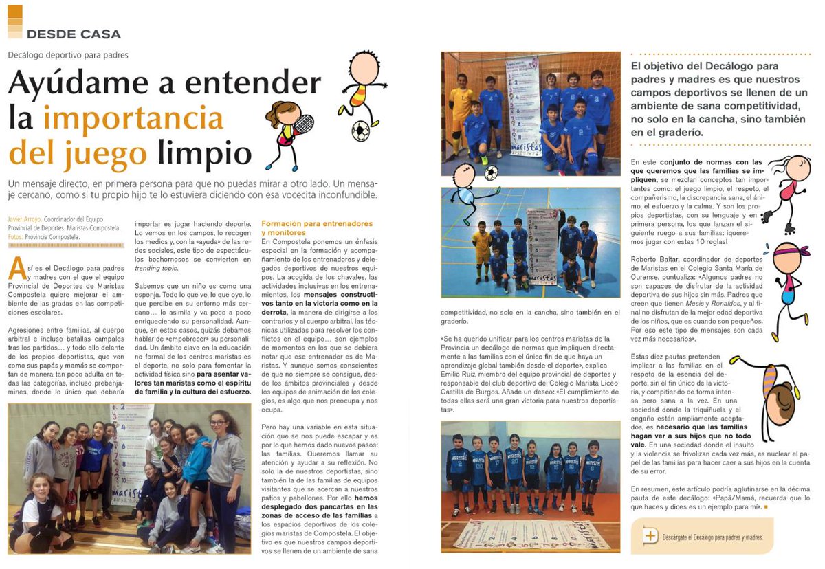 maristascompost's tweet photo. Apostamos por los #valores del #deporte y queremos implicar a las familias en su defensa. El decálogo deportivo para padres y madres está en todos nuestros campos y ahora también en #MaristasSXXI #SomosMaristas #MaristasCambia https://t.co/tSBLkAH5mV https://t.co/XT0mUKtVjn